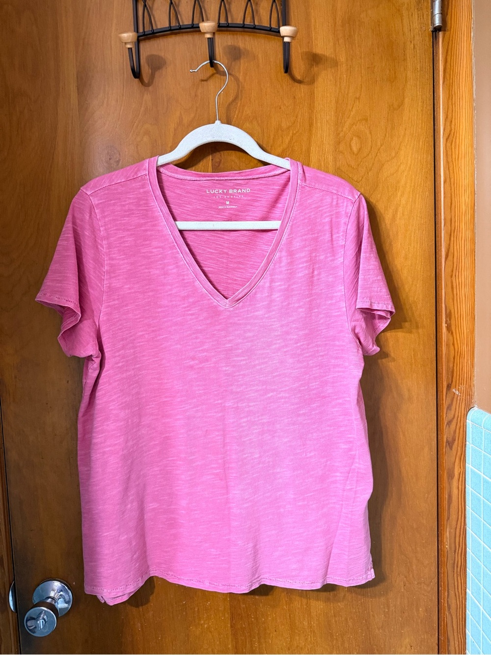 Lucky Brand Pink Short-Sleeve V-Neck Tee